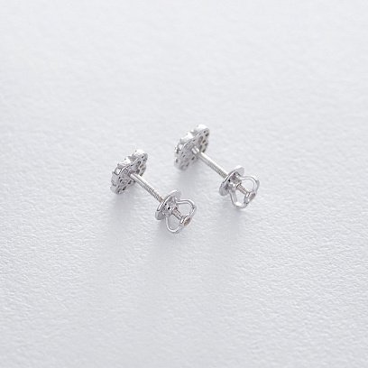 Золотые серьги-гвоздики "Клевер" (фианит) с06180 №6