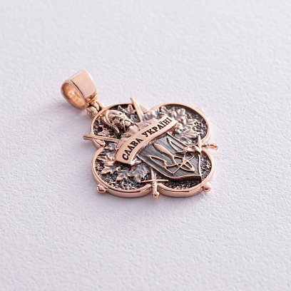 Золотой кулон "Український козак. Борітеся-поборете, Вам Бог помагає" п03796 №6