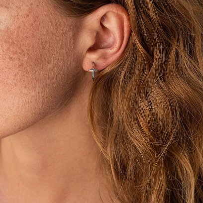 Серебряные серьги - пусеты "Крестики" 123249 №2