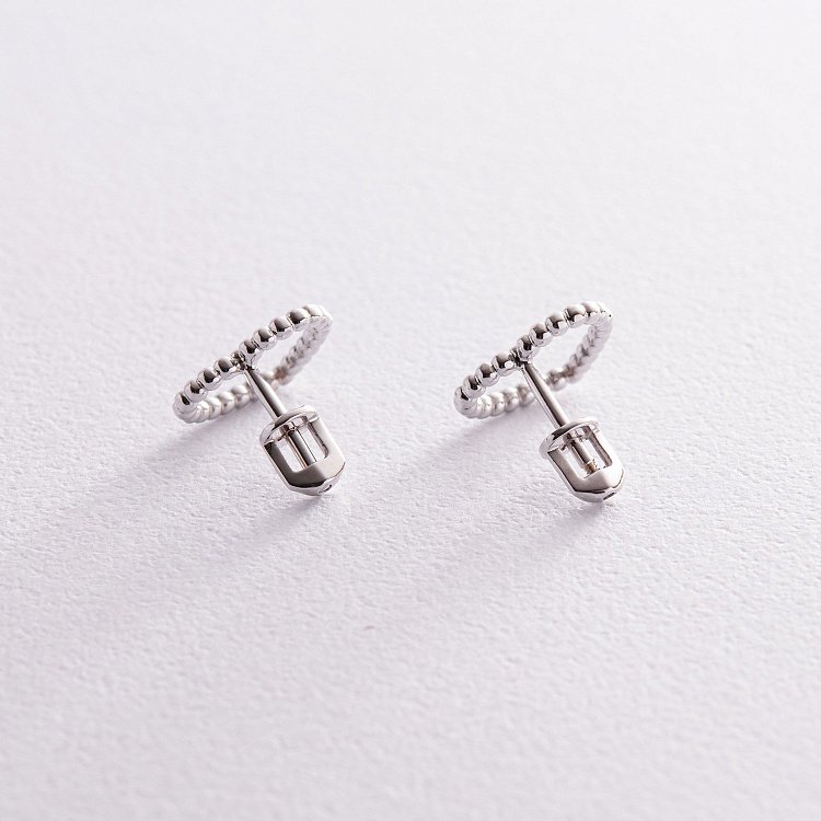 Сережки - пусети "Сердечки" у білому золоті с08296 від ювелірного магазину Онікс - 2