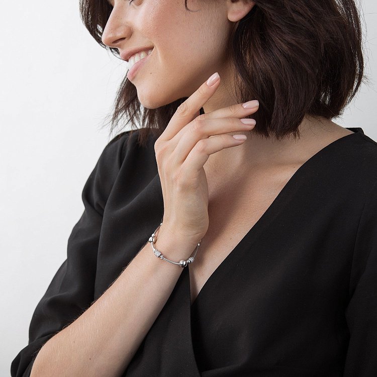 Золотой браслет с фианитами б03435 от ювелирного магазина Оникс - 3