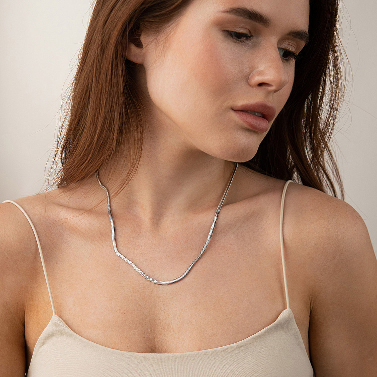 Кольє "Gisele" у білому золоті (снейк - 3.5 мм) ц00327-3,5 від ювелірного магазину Онікс - 1