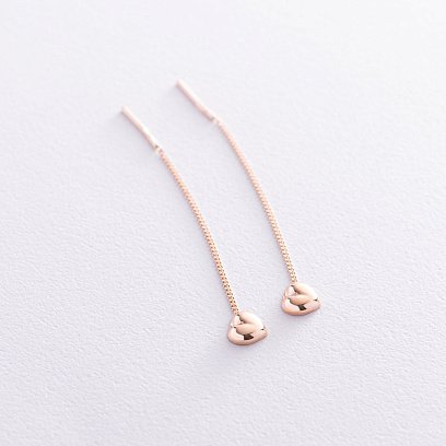 Золоті сережки-протяжки "Сердечка" с07055