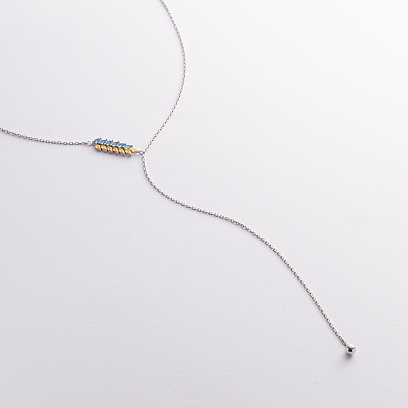 Срібна кольє - краватка "Колосок пшениці" з фіанітами 1254