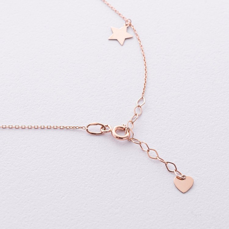 Золотий браслет "Зірочки" на ногу (фіаніти) б04389 від ювелірного магазину Онікс - 3