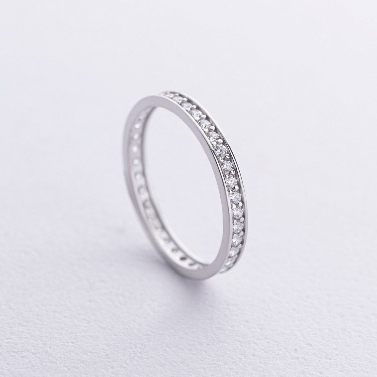 Кольцо с дорожкой фианитов (белое золото) к08015 от ювелирного магазина Оникс