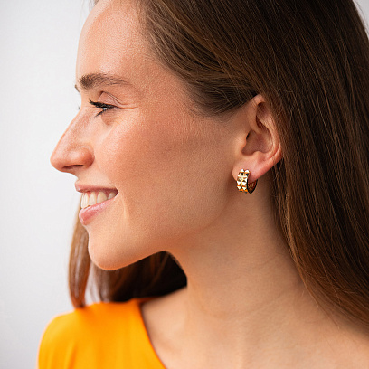 Серьги - кольца в желтом золоте с09006 №5