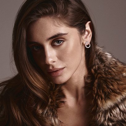 Сережки - пусети "Саманта" з фіанітами (жовте золото) с08447 №2