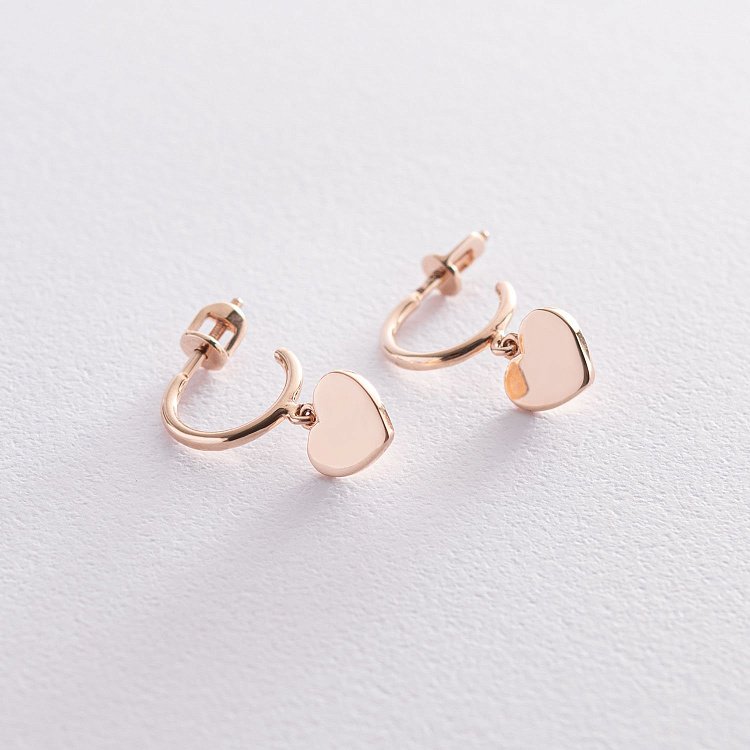 Золоті сережки - пусети "Сердечка" с07332 від ювелірного магазину Онікс - 2