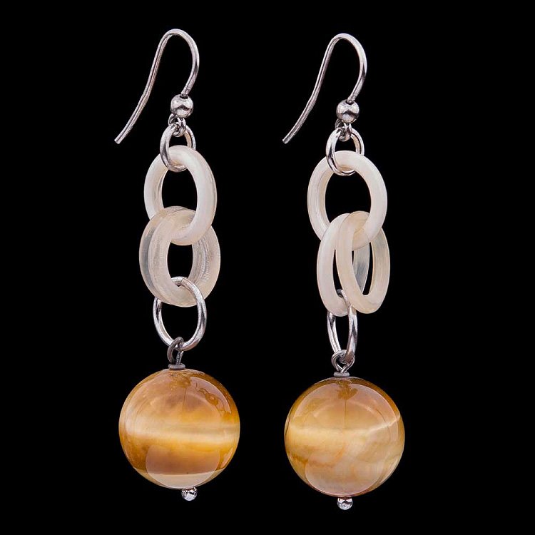 Сережки з агатом і ракушняк 151с18 - 2 Сережки з агатом і ракушняк 151с18 від ювелірного магазину Онікс - 2