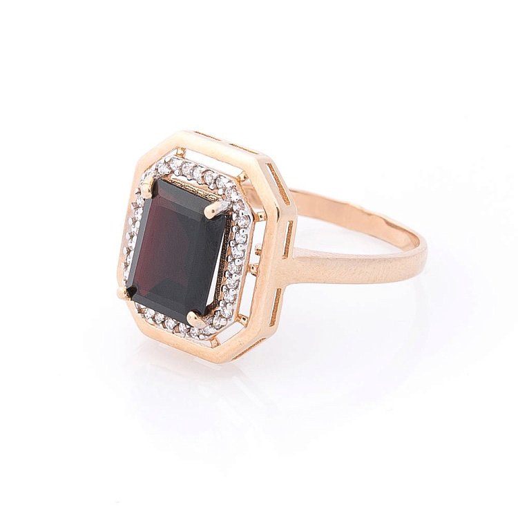 Золотые серьги с пиропом и фианитами с04710 от ювелирного магазина Оникс - 3