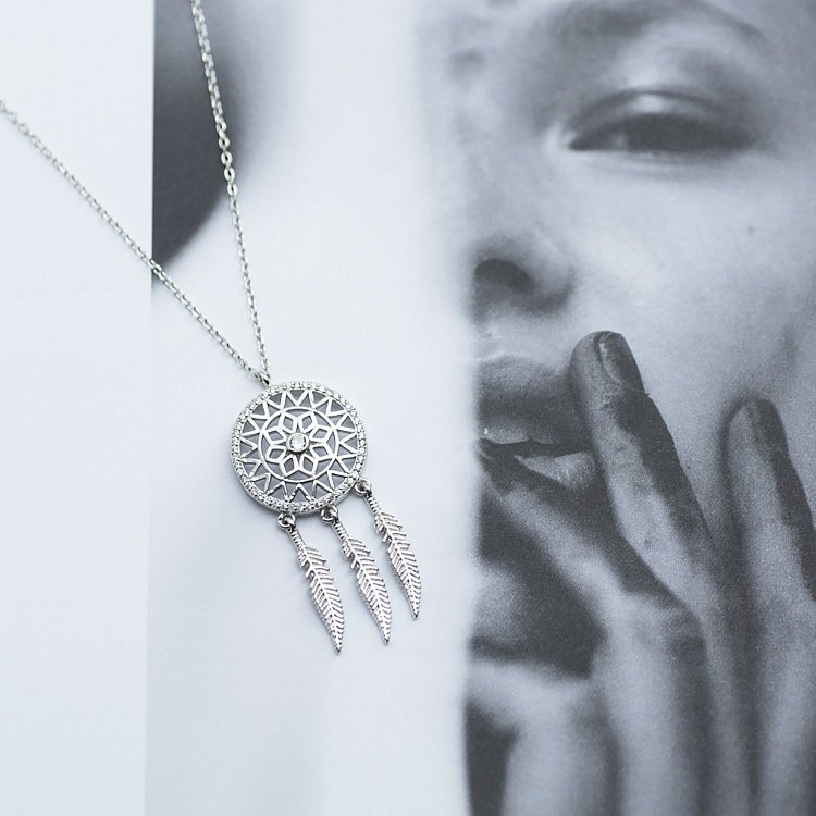 Срібне кольє "Ловець снів" (фіаніт) 18645 від ювелірного магазину Онікс - 4