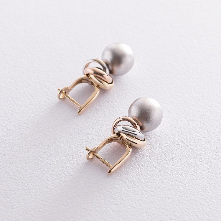 Золотые серьги "Шарики" с05595 от ювелирного магазина Оникс - 4