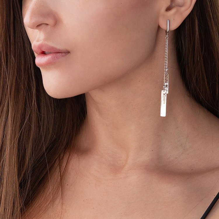 Срібні висячі сережки "Геометрія" 123079 від ювелірного магазину Онікс - 2