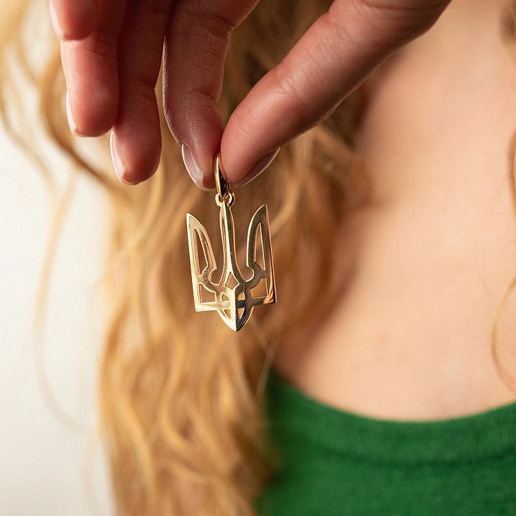 Кулон "Герб Украины - Тризуб" в желтом золоте п03732 от ювелирного магазина Оникс - 1