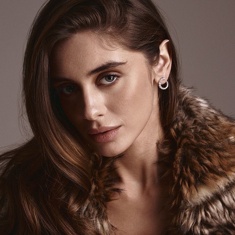 Сережки - пусети "Саманта" з фіанітами (жовте золото) с08447 від ювелірного магазину Онікс - 3