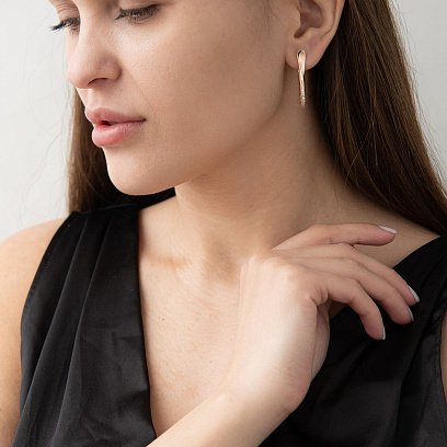 Золоті сережки з фіанітами с06717 №2