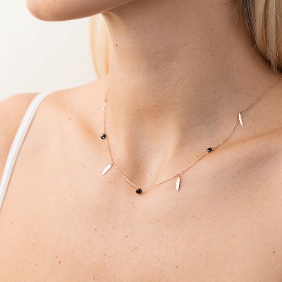 Колье "Перышки" в красном золоте (фианиты) кол02024 №2