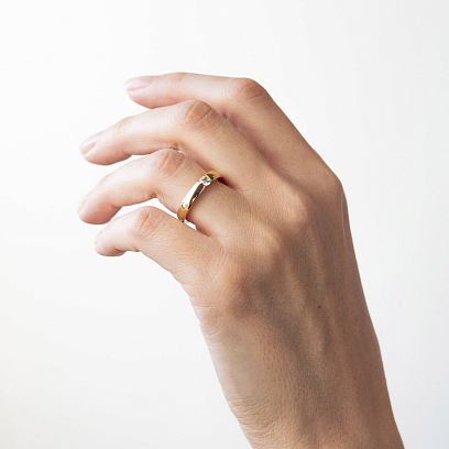 Кольцо с фианитом в желтом золоте к08279 №4