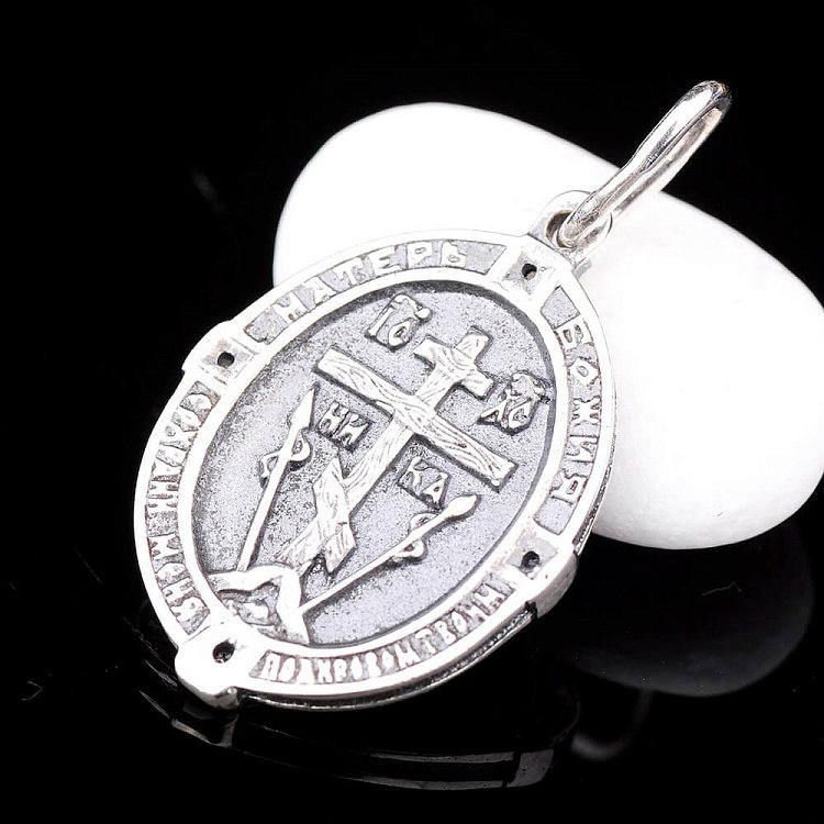 Срібна підвіска "Божа матір" з фіанітами 13085 від ювелірного магазину Онікс - 1