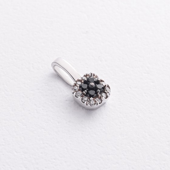 Серебряный кулон с белыми и черными фианитами 3061/1р-CZBW