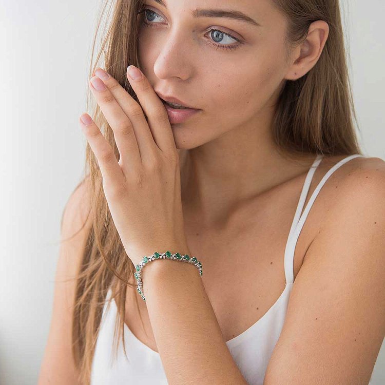 Золотий браслет з смарагдами і діамантами бр1697 від ювелірного магазину Онікс - 5