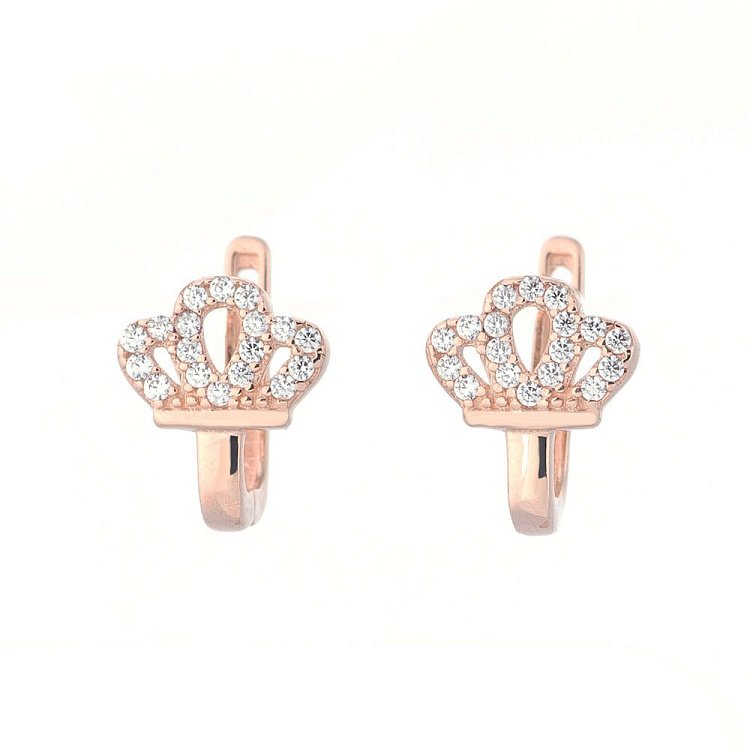 Золоті сережки "Корони" (фіаніти) с05015 від ювелірного магазину Онікс - 1