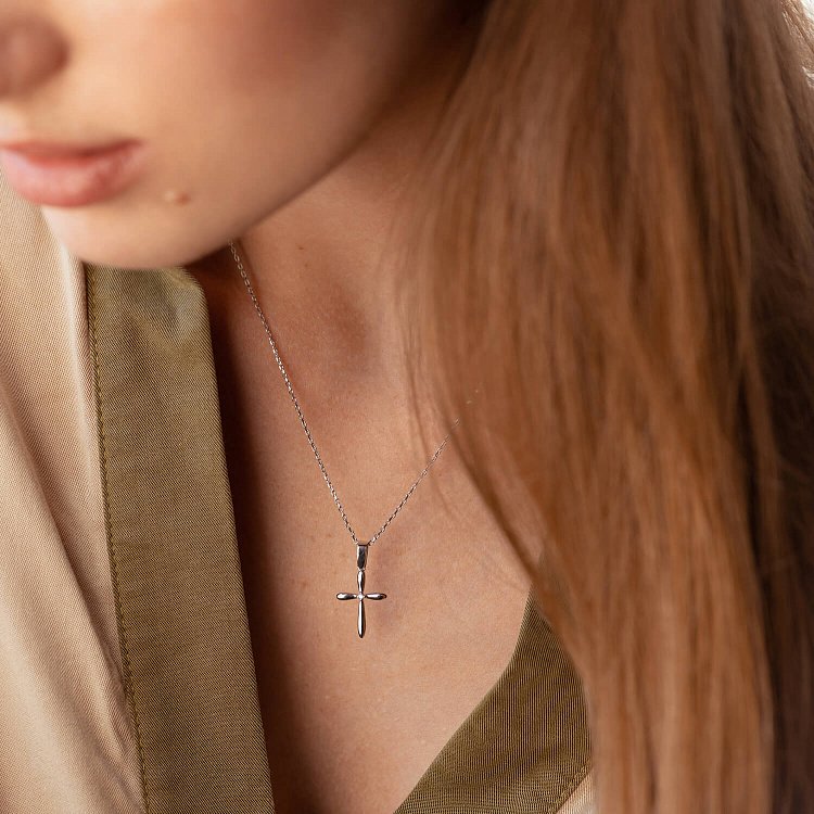 Золотое колье "Крестик" с фианитом кол02191 от ювелирного магазина Оникс - 1