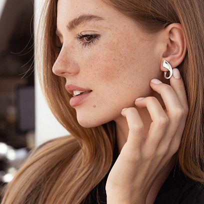 Серьги "Шарлотта" в белом золоте с08009 №4