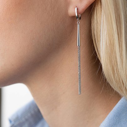 Серьги "Мечтательность" в белом золоте с07808 №4