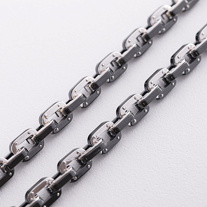 Чоловічий срібний ланцюжок (кераміка, фіаніти) 1728 №3