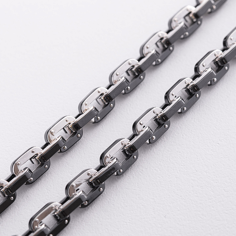 Чоловічий срібний ланцюжок (кераміка, фіаніти) 1728 від ювелірного магазину Онікс - 2