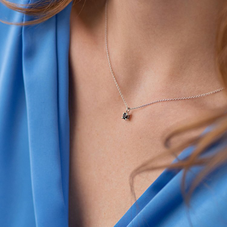 Золотое колье с черным бриллиантом колб0099y от ювелирного магазина Оникс - 3