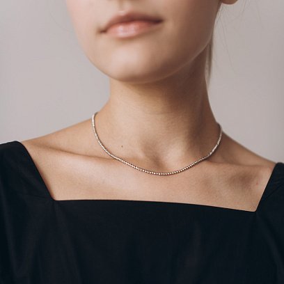 Серебряное колье в стиле минимализм 18849 №7
