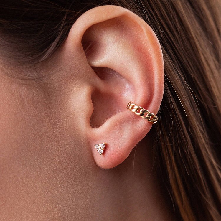 Серьга - каффа "Цепочка" в желтом золоте с07921 от ювелирного магазина Оникс - 6