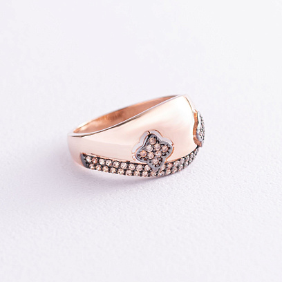 Золота каблучка "Конюшина" (фіаніти) к06522