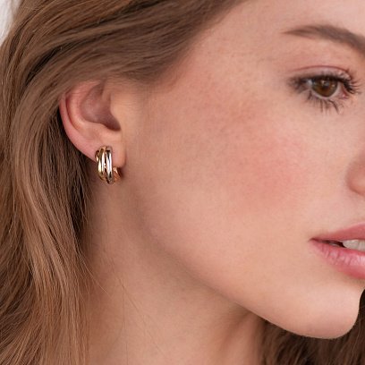 Серьги "Ассоль" из красного, желтого и белого золота с07373 №2