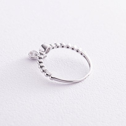 Каблучка в білому золоті з фіанітами к07056 №4