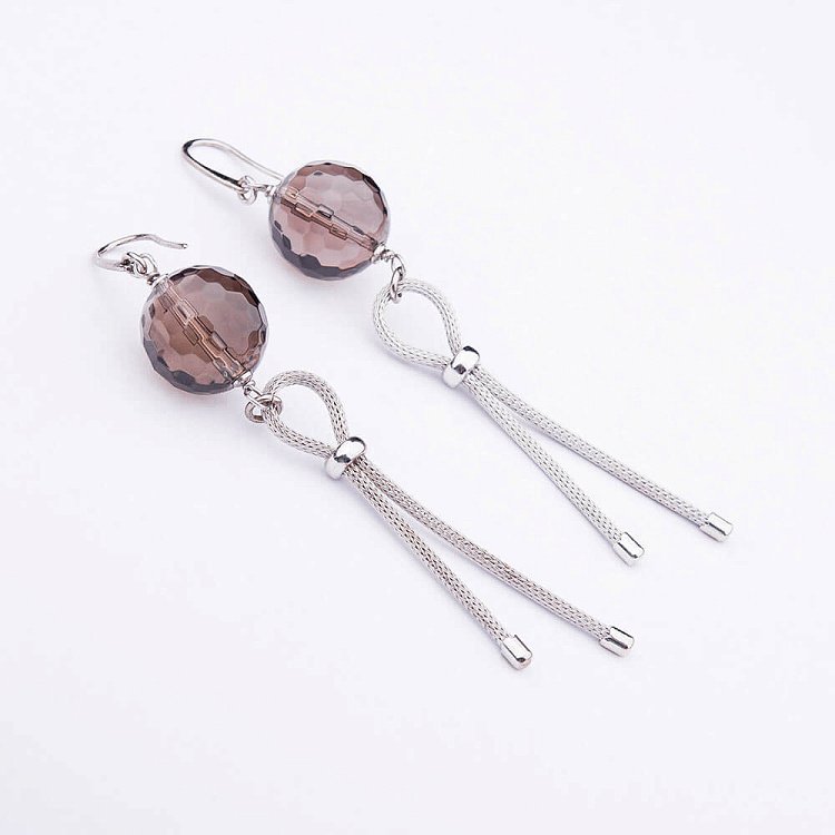 Серьги с дымчатым кварцом 163с22*5е от ювелирного магазина Оникс - 2