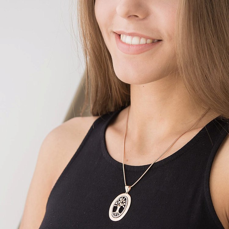 Золота підвіска "Древо життя" з фіанітами п01950 від ювелірного магазину Онікс