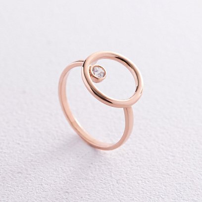 Золотое кольцо "Круговорот" с фианитом к07208