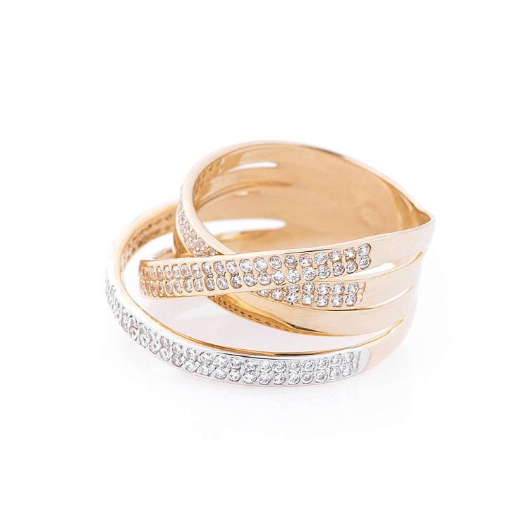 Золотое кольцо с фианитами к03596 от ювелирного магазина Оникс - 2