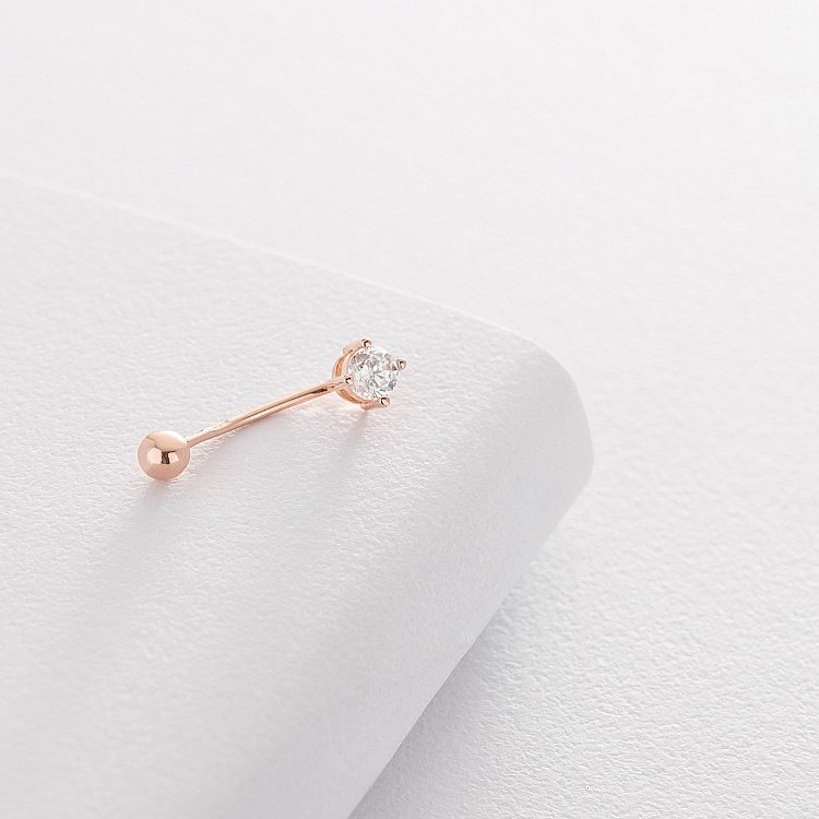 Золотий пірсинг в пупок (фіаніт) пир00226 від ювелірного магазину Онікс