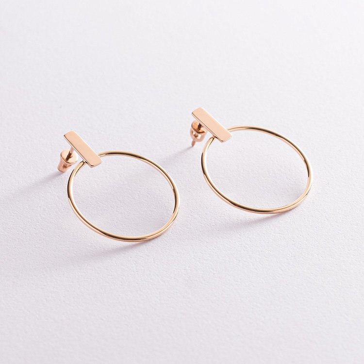 Серьги - пусеты "Уверенность" в желтом золоте с07749 от ювелирного магазина Оникс - 5