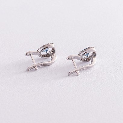 Серебряные серьги (фианиты, кварц) 2110/1р-QLB №4