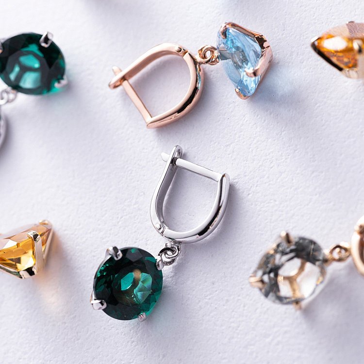 Золотые серьги "Влечение" (синт. турмалин) с08484 от ювелирного магазина Оникс - 8