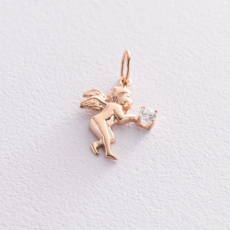 Золота підвіска "Янголятко" з фіанітом п03528 від ювелірного магазину Онікс