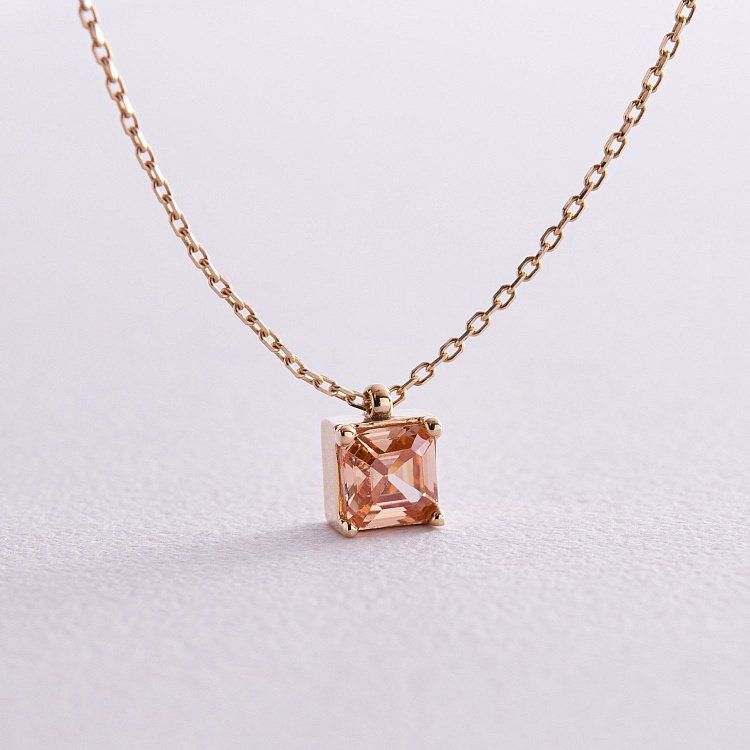 Золоте кольє "Альма" (помаранчевий фіаніт) кол02366 від ювелірного магазину Онікс