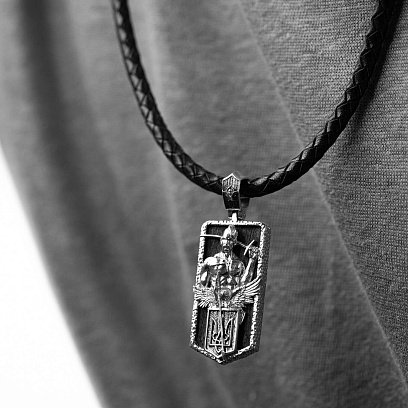 Срібний кулон "Український козак. Отче наш" (ебенове дерево) 1178 №4