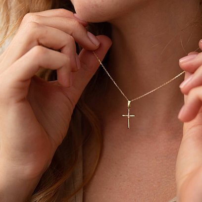 Золоте кольє "Хрестик" з фіанітами кол02202 №5
